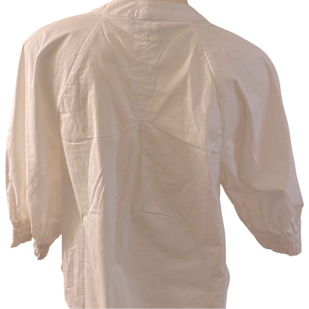 Evereve Popover White Top - S white , cotton spandex , quarter sleeve ga… - Picture 4 of 5